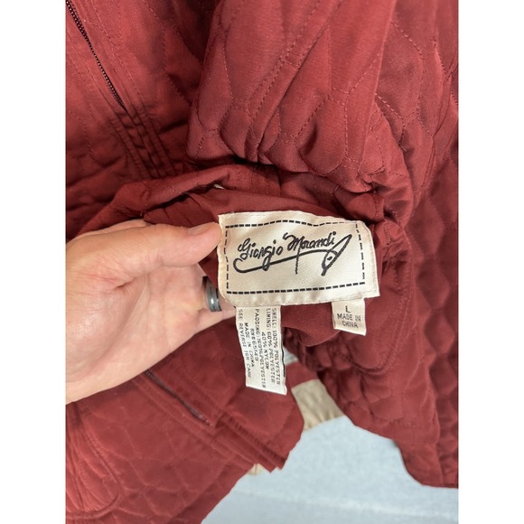 Giorgio Mandi Jacket Womens‎ Large Red Quilted Full Zip Reversible Puffer Coat - Picture 2 of 13